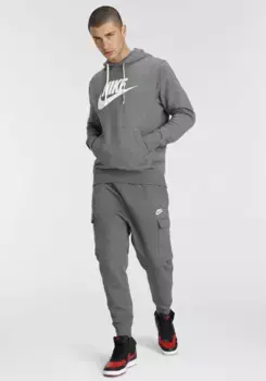 Толстовка с капюшоном Nike Sportswear "Club Fleece Men's Graphic Pullover Hoodie", цвет Charcoal Heathr/White/White