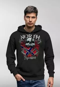 Толстовка с капюшоном NORTH WIKINGER NORWEGEN SKULL TOTENKOPF PRINT Neverless, черный