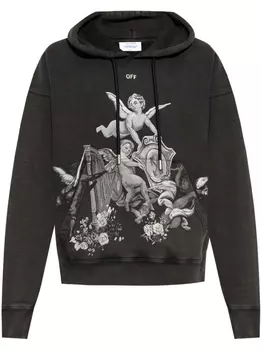 Толстовка с капюшоном Off-White с графическим принтом «ангел», черный