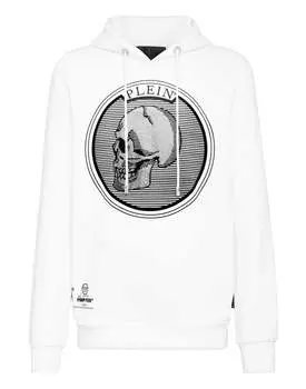 Толстовка с капюшоном Outline Skull crystal PHILIPP PLEIN, белый