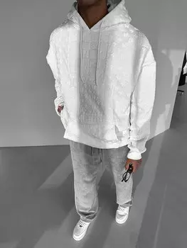 Толстовка с капюшоном Oversize с рисунком, белая ablukaonline, белый