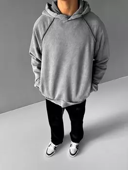 Толстовка с капюшоном Oversize Серая ablukaonline