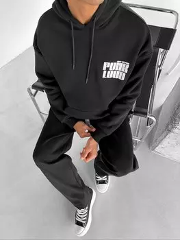 Толстовка с капюшоном Oversize в стиле панк Loud, черная ablukaonline