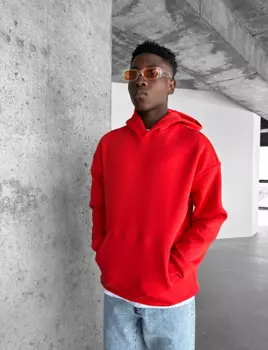 Толстовка с капюшоном оверсайз оранжевая ablukaonline