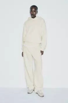 Толстовка с капюшоном оверсайз ZARA, экрю