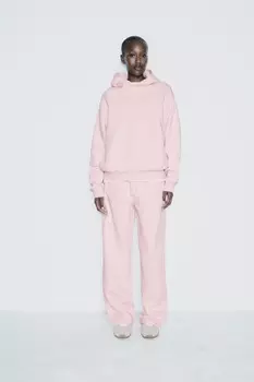 Толстовка с капюшоном оверсайз ZARA, бледно-розовый