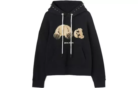 Толстовка с капюшоном PA Punk Bear, черная/коричневая Palm Angels, черный