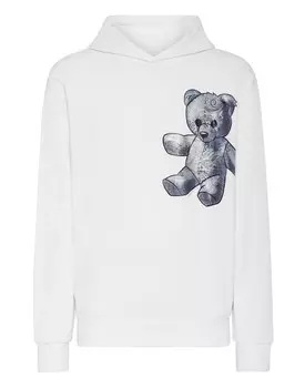 Толстовка с капюшоном Пейсли Тедди Мишка Philipp Plein, цвет White / Light Blue