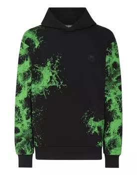 Толстовка с капюшоном Plein Sport, цвет Black+Green Fluo