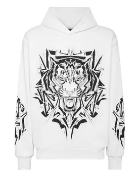 Толстовка с капюшоном Plein Sport Sweatshirt Thunder Tiger, белый
