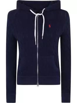 Толстовка с капюшоном Polo Ralph Lauren с косичной вязкой, синий