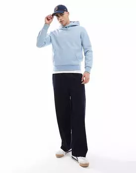 Толстовка с капюшоном Polo Ralph Lauren с центральным текстовым логотипом, двухслойная, светло-голубого меланжевого цвета