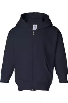 Толстовка с капюшоном Rabbit Skins Toddler с застежкой-молнией из флиса, темно-синий