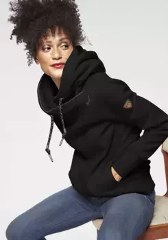 Толстовка с капюшоном Ragwear "GRIPYBUTTON", свитер с вставками из шнура в деревенском стиле, черный