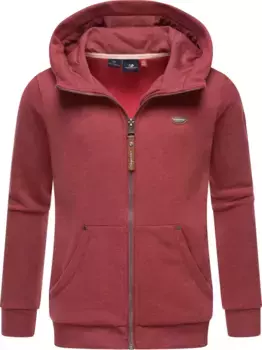 Толстовка с капюшоном Ragwear "Нези Зип", стильная жилетка с капюшоном для девочек однотонная, цвет Beere