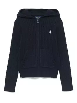 Толстовка с капюшоном Ralph Lauren Kids с косичной вязкой, синий