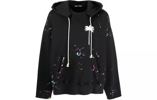 Толстовка с капюшоном «Раскрашенная пальма» Palm Angels, черный