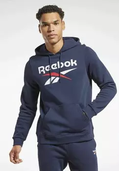Толстовка с капюшоном Reebok IDENTITY STACKED LOGO, цвет Vector Navy