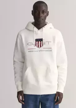 Толстовка с капюшоном "REG ARCHIVE SHIELD HOODIE" с модной вышивкой логотипа на груди Gant, цвет Eggshell
