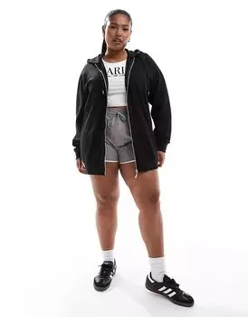 Толстовка с капюшоном реглан на молнии черного цвета Yours