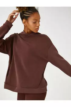 Толстовка с капюшоном Relax Fit из модала с шелковистой текстурой Koton, коричневый