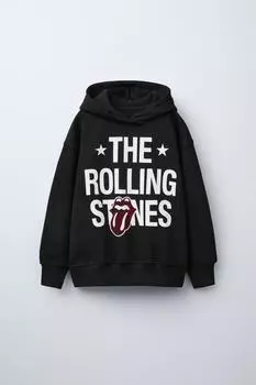 Толстовка с капюшоном rolling stones strass ZARA, черный