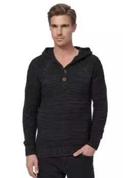 Толстовка с капюшоном Rusty Neal и модной планкой на пуговицах, черный