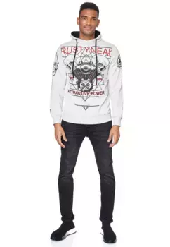 Толстовка с капюшоном Rusty Neal " Rusty Neal Sweater", с принтом "рок", серый