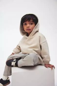 Толстовка с капюшоном с эффектом потертости H&M, бежевый