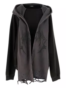 Толстовка с капюшоном с эффектом потертости We11done, черный