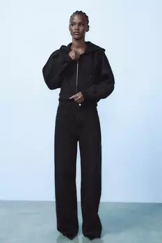 Толстовка с капюшоном с блестками ZARA, черный