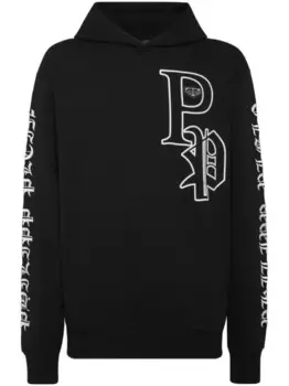 Толстовка с капюшоном с готическим принтом Philipp Plein, черный