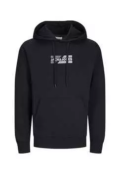 Толстовка с капюшоном с графическим принтом Jack & Jones, черный