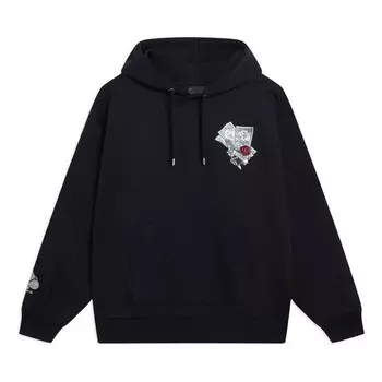Толстовка с капюшоном с графическим принтом «Скейтбординг миллионер» Li-Ning, черный
