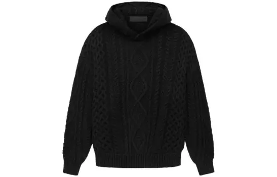 Толстовка с капюшоном с косичным узором Fear Of God Essentials, черный