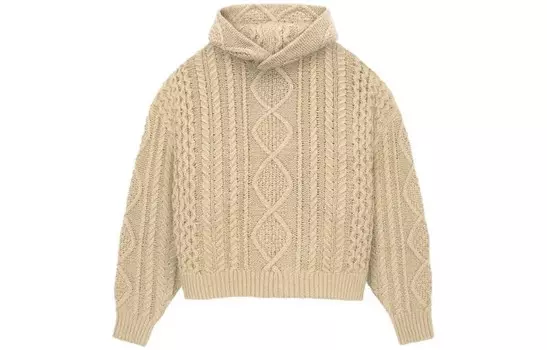 Толстовка с капюшоном с косичным узором Fear Of God Essentials, цвет Gold Heather