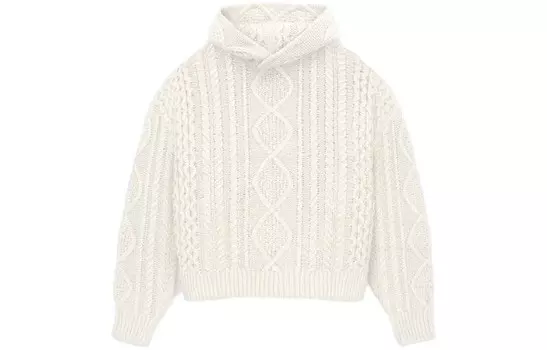 Толстовка с капюшоном с косичным узором Fear Of God Essentials, цвет Cloud Dancer