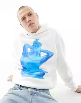 Толстовка с капюшоном с крупным графическим принтом спереди белого цвета Criminal Damage