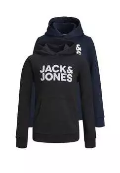 Толстовка с капюшоном с логотипом Hoodie Corp двойная упаковка Jack & Jones, синий