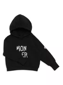 Толстовка с капюшоном с логотипом Little Kid's & Kid's Moncler, черный