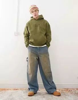 Толстовка с капюшоном с массивным графическим рисунком зеленого цвета Obey