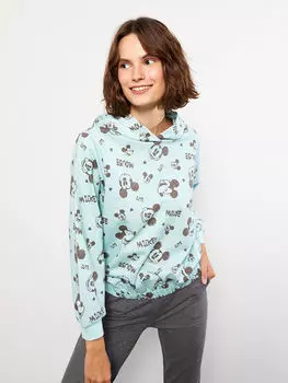 Толстовка с капюшоном с Микки Маусом и длинными рукавами для женщин, комбинация для матери и дочери LCW Kids