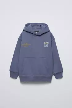 Толстовка с капюшоном с нашивкой «чипс» ZARA, синий