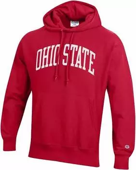 Толстовка с капюшоном с обратным переплетением Ohio State красного цвета Champion