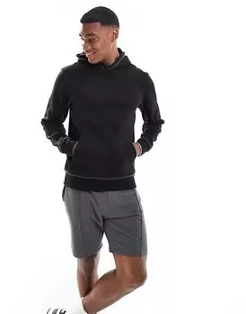 Толстовка с капюшоном с отделкой швами черного цвета Threadbare