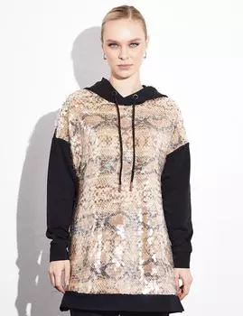 Толстовка с капюшоном с пайетками Черная KYR