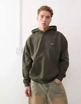 Толстовка с капюшоном с пигментным принтом зеленого цвета Obey
