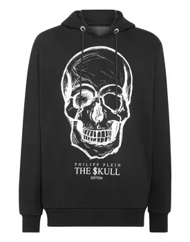 Толстовка с капюшоном с принтом Череп Philipp Plein, черный