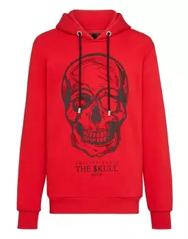 Толстовка с капюшоном с принтом Череп Philipp Plein, красный