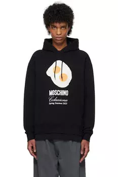 Толстовка с капюшоном с принтом «Черные яйца» Moschino